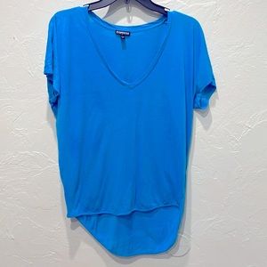 Express Blue size small deep V-neck High- low T-shirt